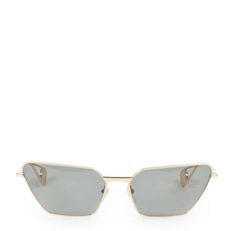 gucci cat eye green swirl gold arm sunglasses